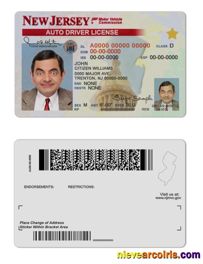 USA New Jersey driving license